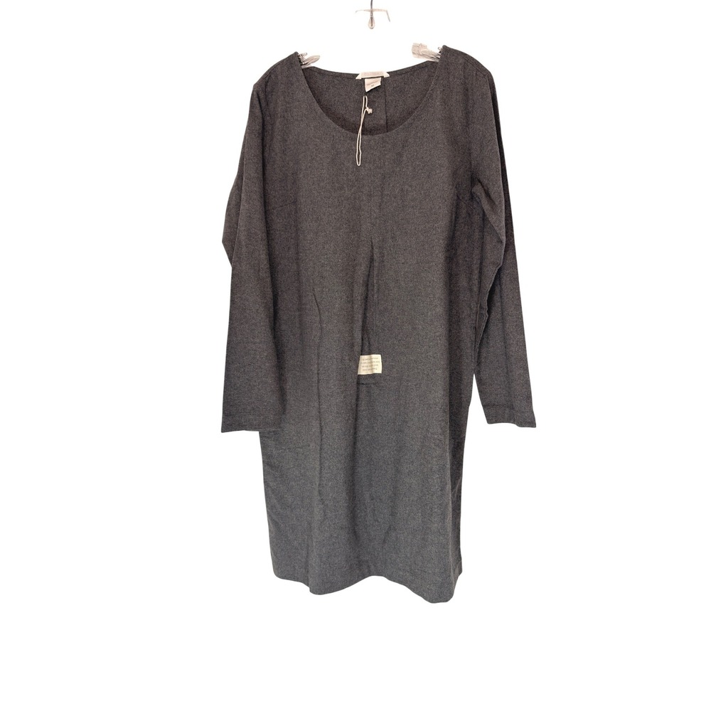 Coyuchi Organic Cotton Flannel Sleep Shirt Gray Lounge Loungewear Medium